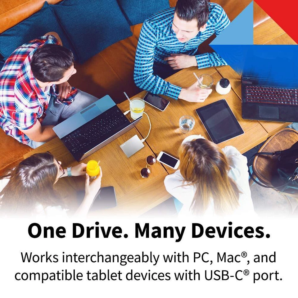 Toshiba 1TB Silver External Hard Drive USB C and USB A for PC Mac Tablet - Image 3 of 4