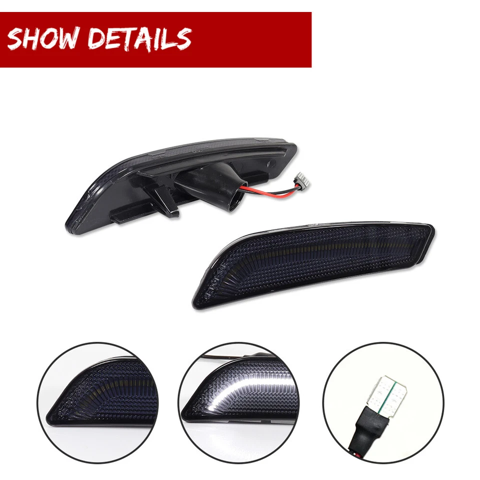 烟雾镜头前保险杠白色 LED 侧标记灯适用于 03-07 凯迪拉克 CTS CTS V — 第 3/4 张图片