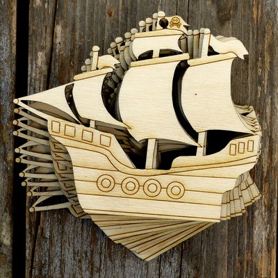 10x Holz Piratenschiff Handwerk Formen 3 mm Sperrholz Nautisches Seeboot 