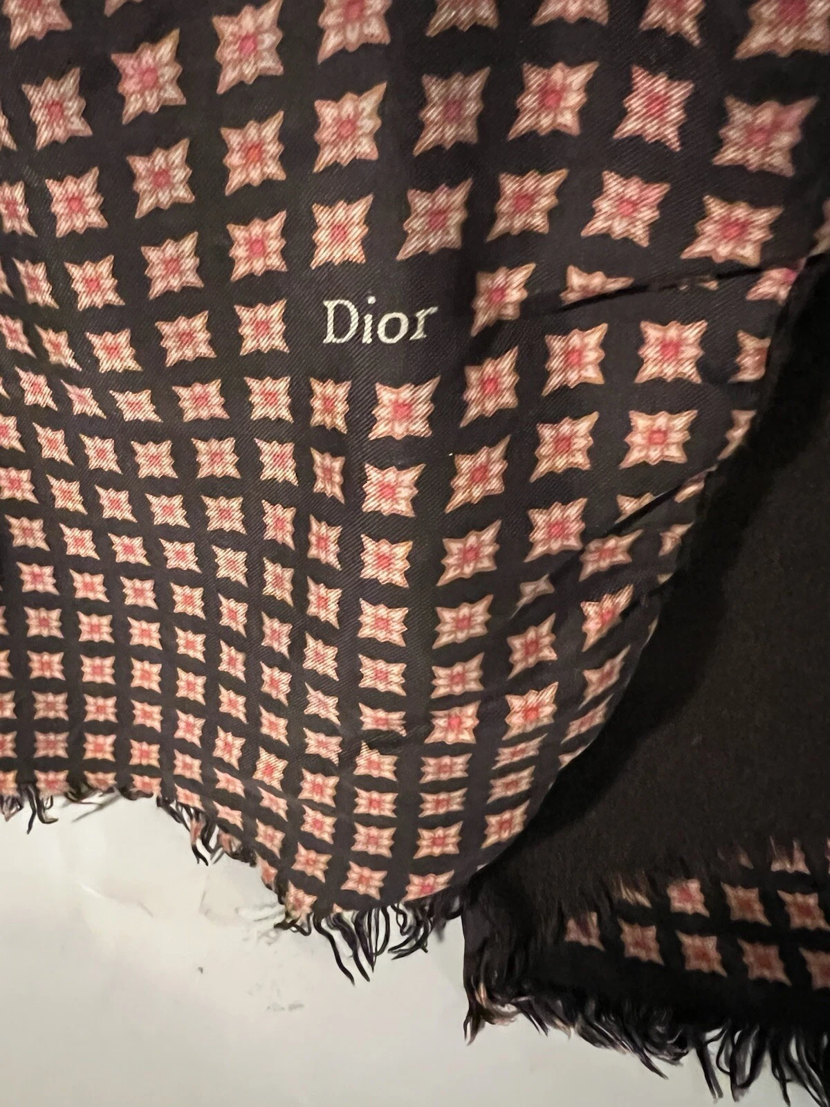 Foulard vintage marron réversible Dior 100% laine et soie