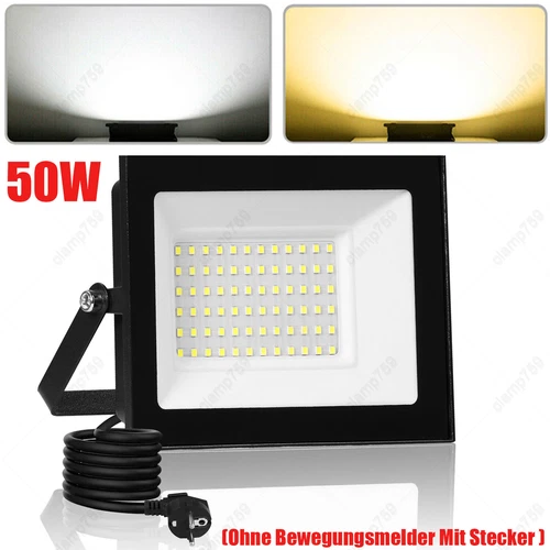 LED Fluter Stecker Außen Strahler Arbeitsleuchte Baustrahler Scheinwerfer Garten - Bild 79 von 251