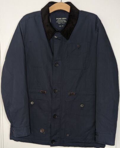 Racing Green Mens Navy Cotton Jacket Size XL Lined Very Good Condition  - 第 1/15 張圖片