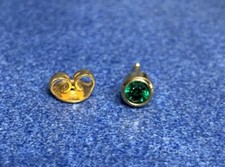 Gold Ear Piercing Earring Stud 5mm - Emerald Green May Birthstone Gem Steri-Stud