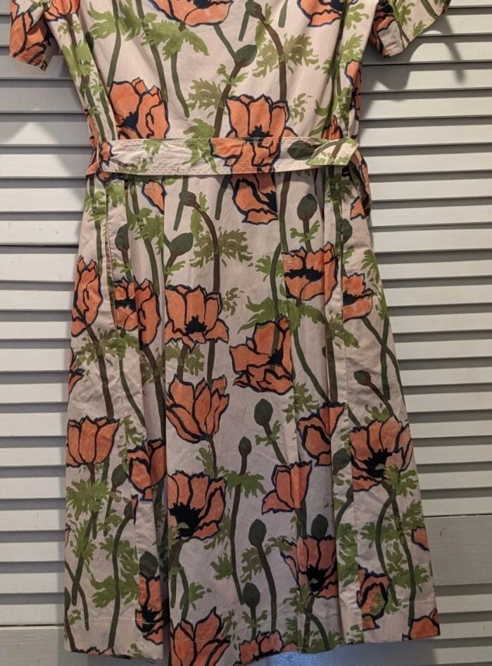 Abito a camicia poplin Tory Burch abito abito camicia rosa papaveri fioritura