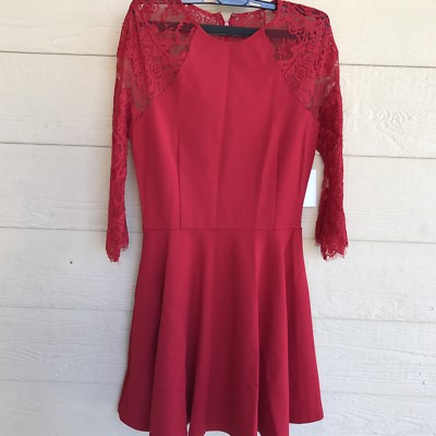 New Nordstrom Women Lace Dress Red