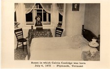 Room in which Calvin Coolidge was Born, 1872, Plymouth, VT Postcard