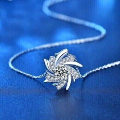 2Ct Round Cut Natural Moissanite Women Beauty Pendant 14K White Gold Plated