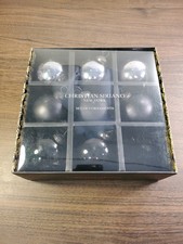 Christian Siriano 8 Black Gloss Matte  Silver Metallic Christmas Ornaments