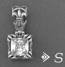 SILPADA Sterling Silver Fleur De Lis UPTOWN Cubic Zirconia Pendant~#S0979~NEW!