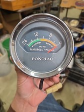 Factory 1960s Pontiac Manifold Vacuum Gauge Mounted Chrome Housing Original Gm