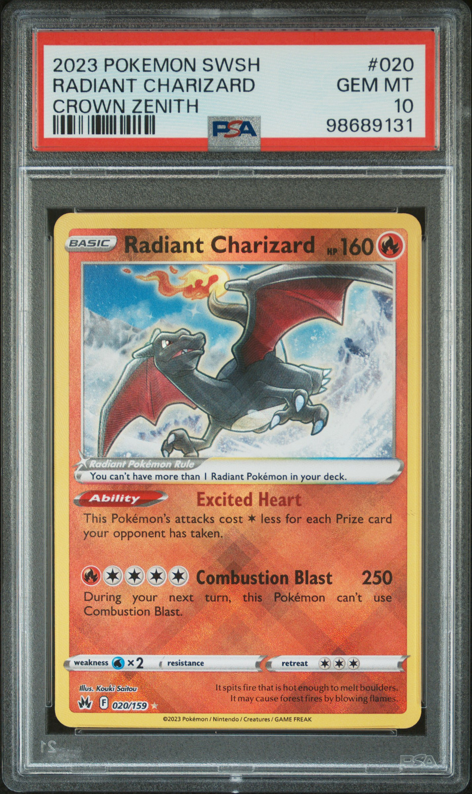 2023 POKEMON SWORD & SHIELD CROWN ZENITH #020 RADIANT CHARIZARD PSA 10 - Main Image