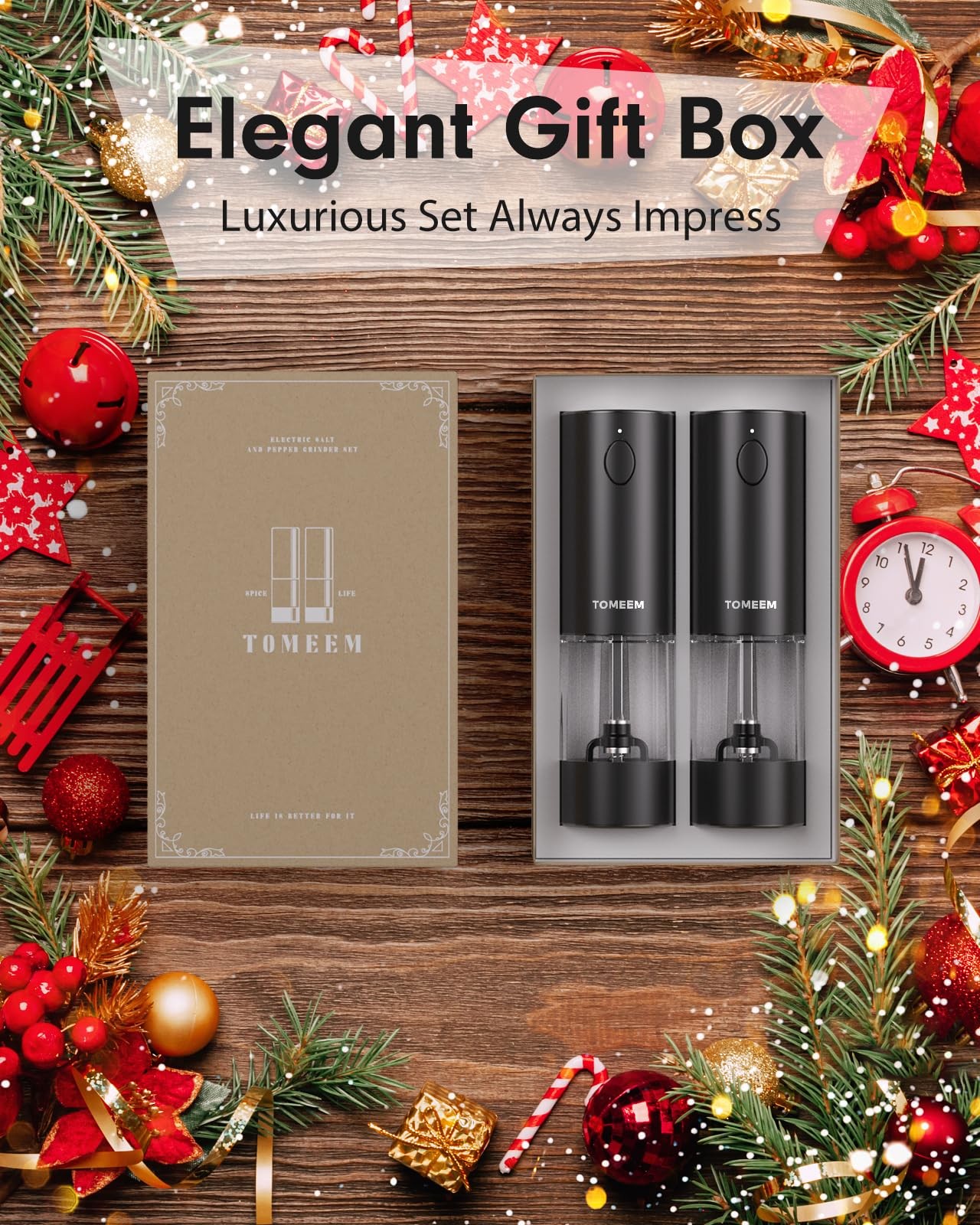 TOMEEM Upgraded Larger Capacity Electric Salt and Pepper Grinder Set Recharge...