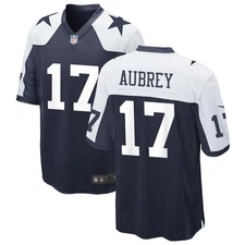 Men's Brandon Aubrey Navy Thanksgiving Stitched Jersey