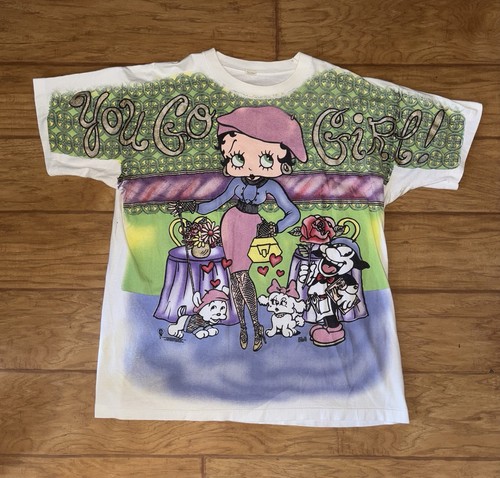 Vintage 90s Boop A Licious Betty Boop All Over Print Tee 24x29  Measurements