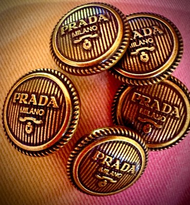 PRADA Knöpfe 5er Set 23 mm gealtert goldfarben Metall PRADA MILANO Antikfinish