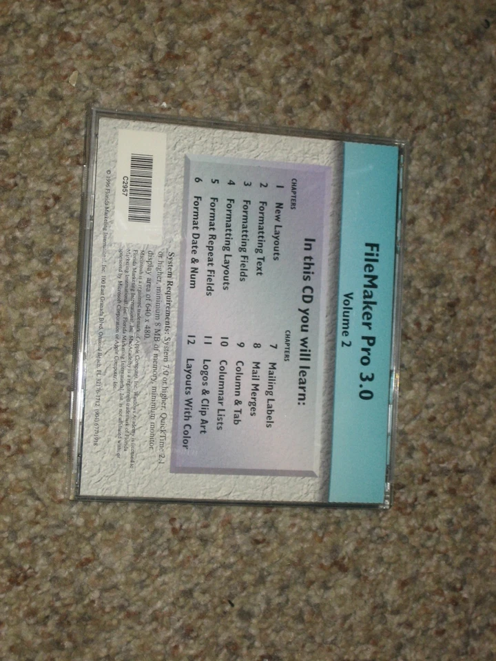 1996 FILEMAKER PRO 3.0 VOLUME 2 INTERACTIVE CD-ROM TRAINING MAC/WIN ACADEMY - Image 2 of 3