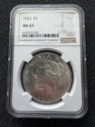 1923 Peace Silver Dollar $1 0.9 Fine NGC MS63 Philadelphia Cert 6570779-050