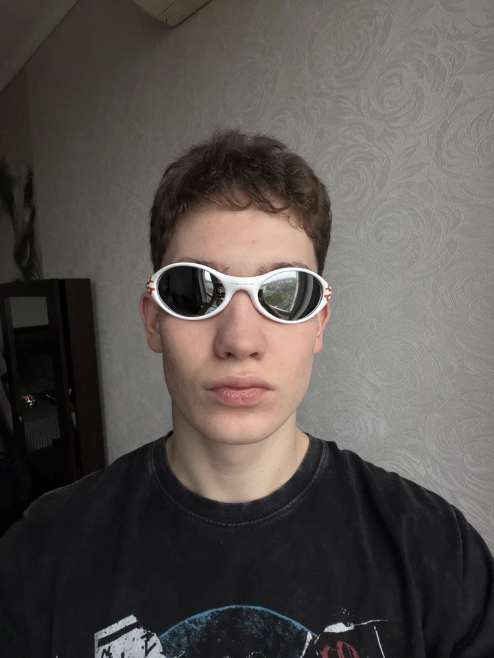 Gafas de sol Oakley Eye Jacket Flames Prizm de colección blancas plateadas Y2K Gorpcore raras Foto 2 de 4