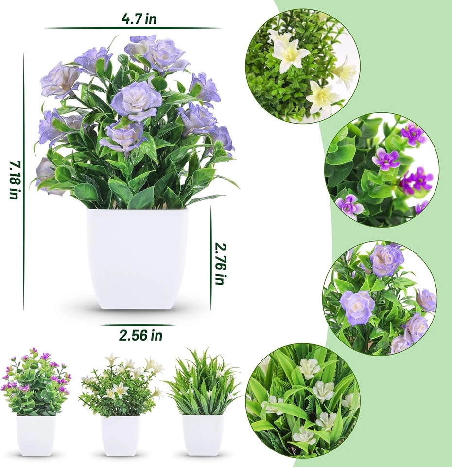 Paquete de 4 plantas de eucalipto sintéticas duraderas - perfectas para decoración del hogar y la oficina Foto 4 de 4