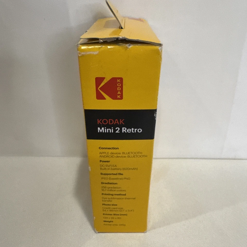 Kodak Mini 2 Retro P210RB Black Wireless Portable Photo Printer 2.1x3.4 Inch New - Image 3 of 4