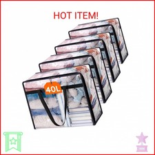 Lifewit 4 Pack Clear Clothes Storage Bags, 40L Plastic Blanket Storage Bag, Viny