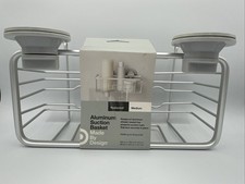 Made By Design Rustproof Suction Shower Bathroom Basket Aluminum Silver Medium