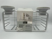 Made By Design Rustproof Suction Shower Bathroom Basket Aluminum Silver Medium