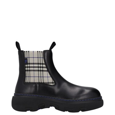 Burberry Damen Burb Creeper Chelsea Boot flach Karomuster schwarz UK5 UVP 828
