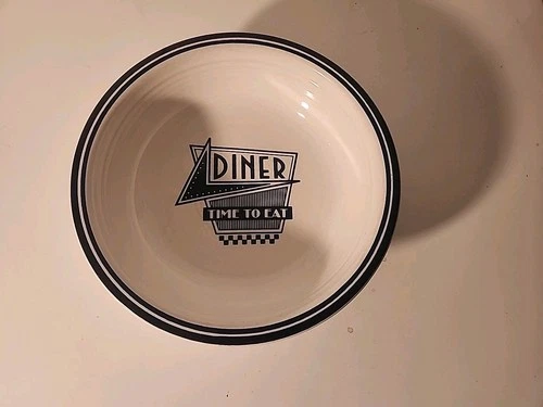 HLC FIESTA DINER 7" SOUP BOWL "TIME TO EAT" Cobalt Blue/White LQQK