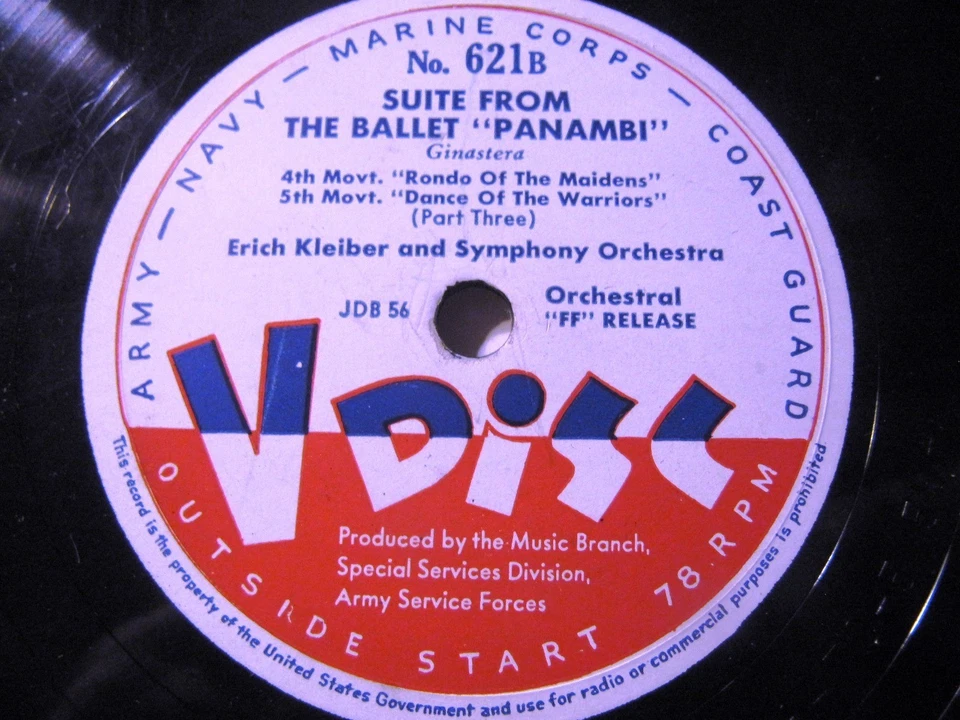 V DISC 621 Erich Kleiber live Argentine ALBERTO GINASTERA PANAMBI SUITE Radio - Image 2 of 2