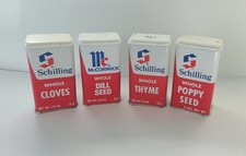 Lot of 4 Schilling Vintage Spice Tins 1970s Made In USA