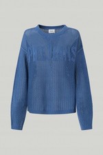 Pepe Jeans Blue Sweater Ladies Long Sleeve Overhead Openwork r.M