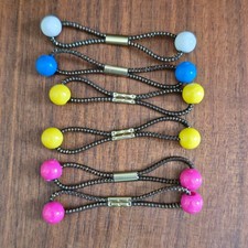 Vintage Goody 6 Twin Bead Ponytail Holders 70s 80s Retro Primary Pastel Clacker