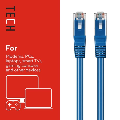 Staples Tech 50' Cat-6 Ethernet Kabel Stecker auf Stecker blau (ST62450) - Bild 6 von 7