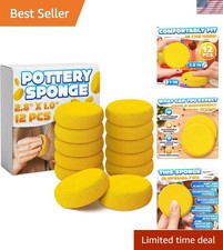 Durable Yellow Pottery Sponges - 12 Count Ideal for Painting  More at 2.8"x1"