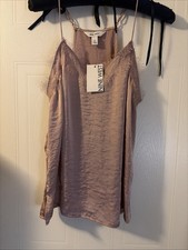 NINE WEST Pink Mauve Lace Trimmed Camisole Cami Women Sz Medium NWT