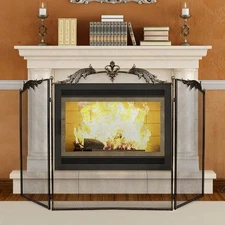 Fireplace Screen 3 Panel Folding Fireplace Screens 50.4 x 32.3 Inch Metal 