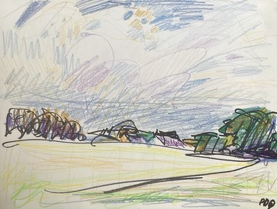 PDQ Artist Originals Drawings Abstract Landscape Mixed Medium Paper 9x12 Artwork