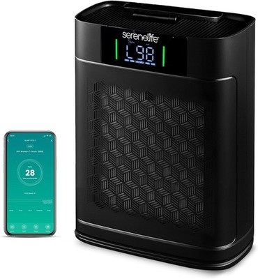 Smart Air Purifier WiFi SereneLife 1076 sq ft Black