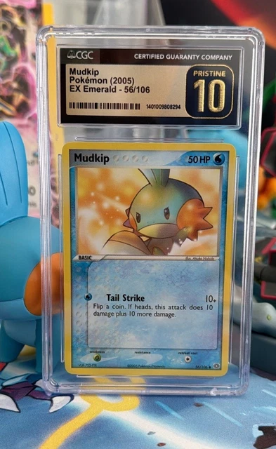 CGC PRISTINE 10 2005 Mudkip 56/106 EX Emerald Pokemon TCG English pop 40