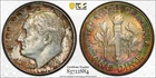 Beautiful Rainbow Toned 1957-D 10c PCGS MS66