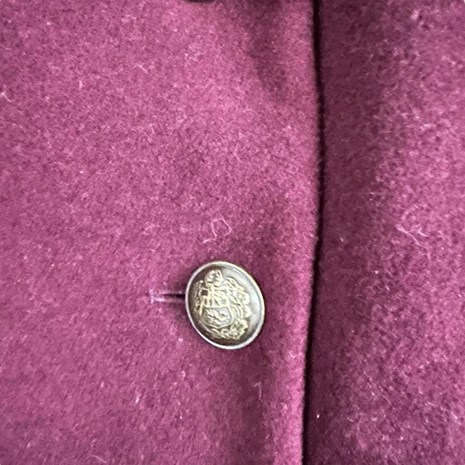 VTG! Larry Levine Wool Blend Wine Colored Peacoat Size PS - Image 3 of 4