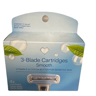 CVS Beauty 3- Blade Cartridges Smooth Refill 4 Pack New Sealed