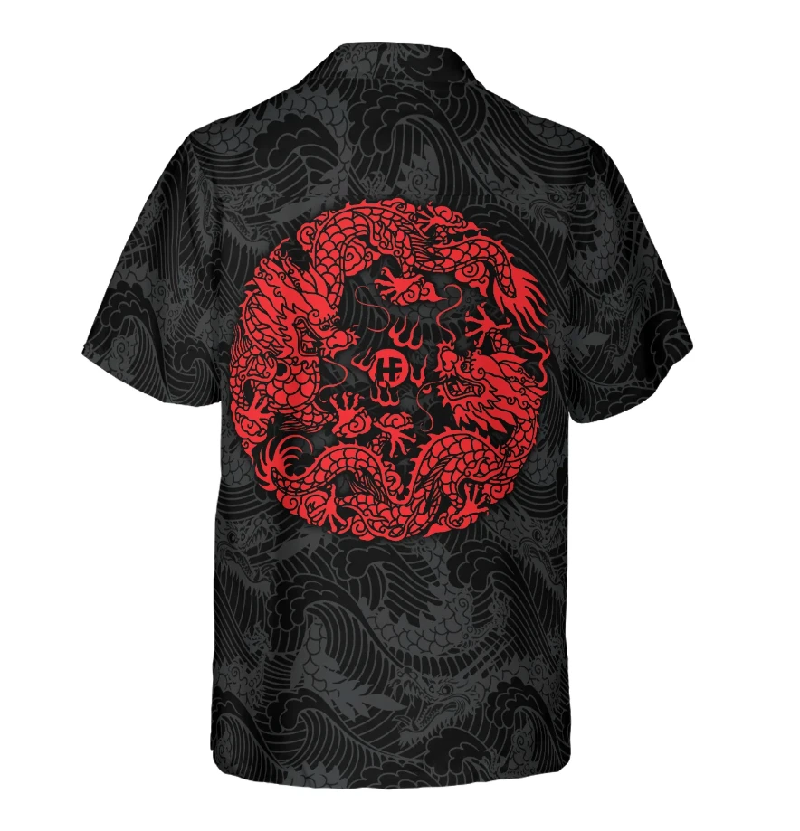 Dragon Hawaiian Shirt Stylish Mythical Pattern Vacation Wear