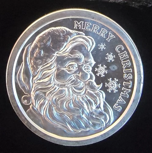 2022 Merry Christmas Santa Smiling Snow Flake Vtg Bullion-0.999 Silver 1 Oz Coin
