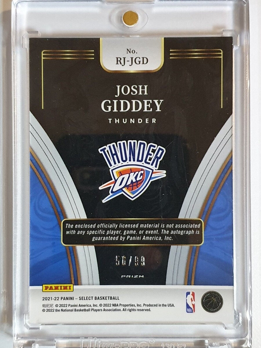 2021 Select Josh Giddey Rookie Patch Auto PURPLE /99 Prizm RPA