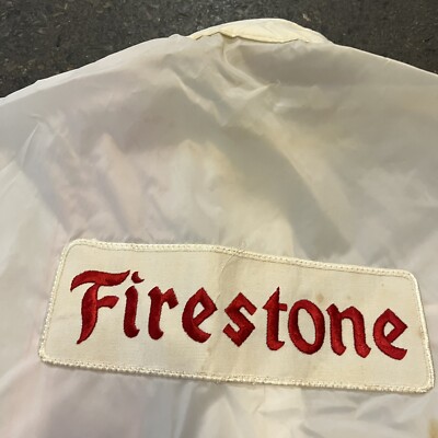 Vtg 1960s FIRESTONE White Red Stripe RACING NYLON Team JACKET