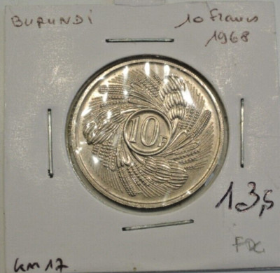 BURUNDI 10 FRANCS 1968 UNC/FDC