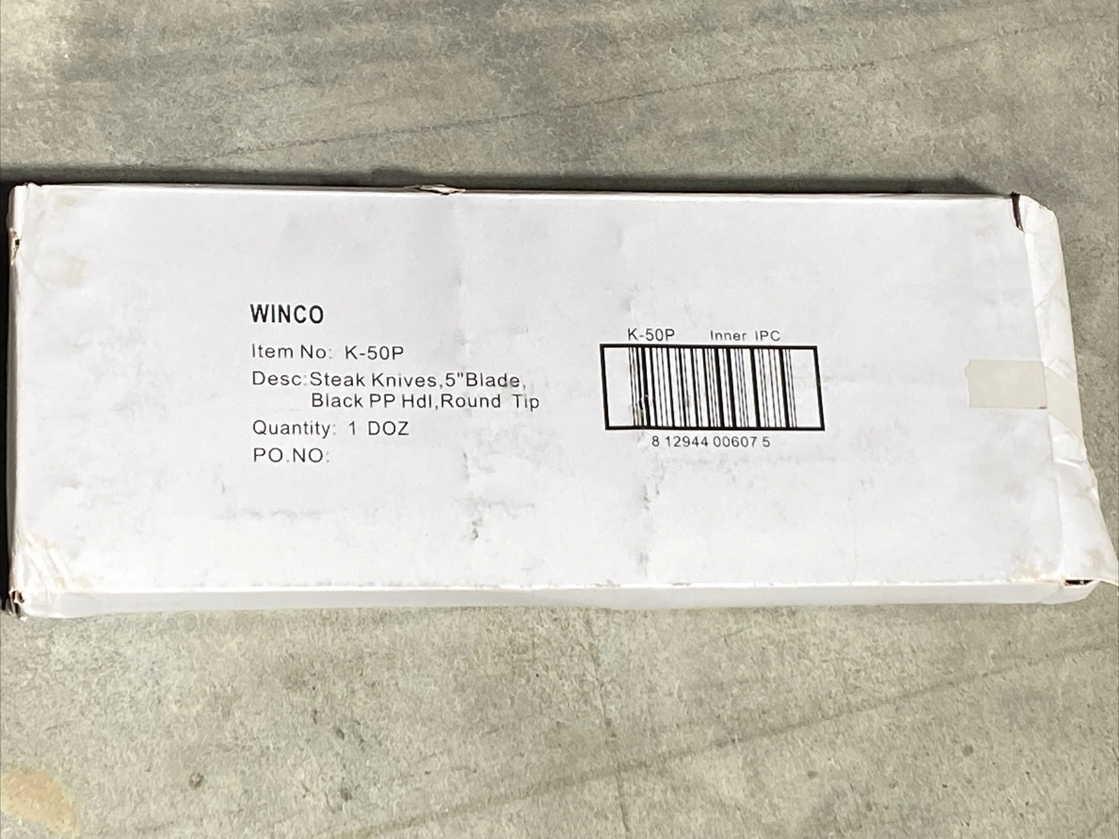 12-Pack, Winco K-50P, Round Tip Steak Knife 5-Inch Blade and Plastic Handle New