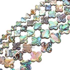 8mm to 16mm Natural Abalone Shell Flat Four Leaf Clover Loose Beads Strand 16"